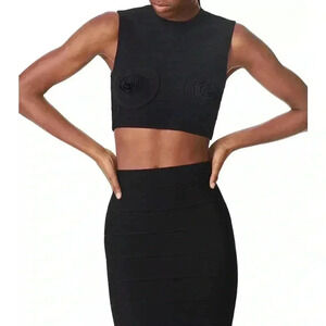NWT Hervé Léger Milano Molded Cup Bandage Crop Top Black